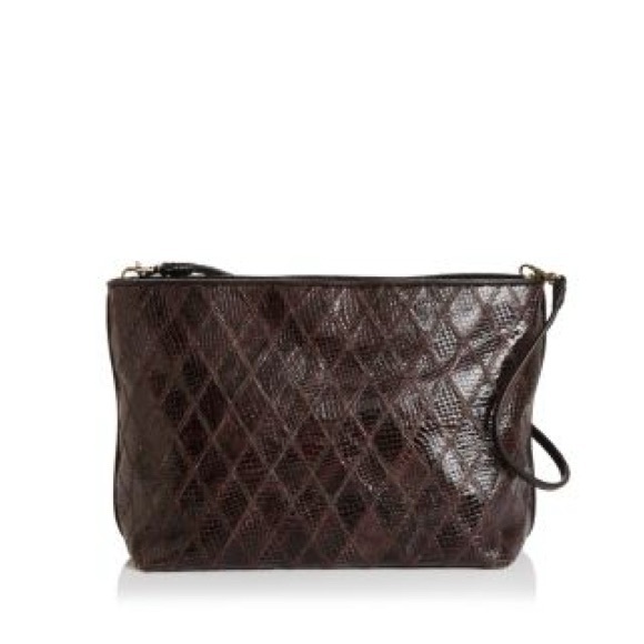 Elizabeth and James brown leather snake texture quilted shoulder bag - Picture 1 of 15